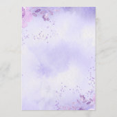 紫色のエレガントなウェディングテーブルメニューカード メニュー (裏面)