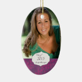 紫色のエレガントなパターン卒業の写真のオーナメント セラミックオーナメント (右)