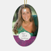 紫色のエレガントなパターン卒業の写真のオーナメント セラミックオーナメント (左)
