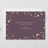 紫色のエレガントスパークリーの星の写真クリスマスカード シーズンカード (裏面)