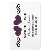 紫色のエレガントハート日付磁石を保存 マグネット (縦)