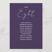 紫色のエレガントモダン座席表の番号 招待状 (正面)