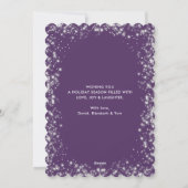 紫色のエレガント輝かしい写真メリークリスマスカード シーズンカード (裏面)