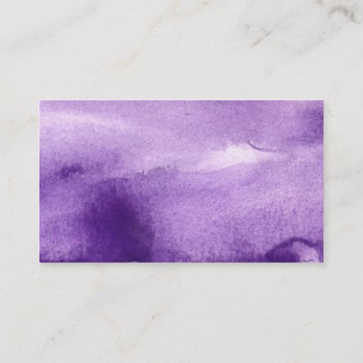 紫色のエレガント金ゴールドの水彩蝶をスクリプト化 名刺 (裏面)