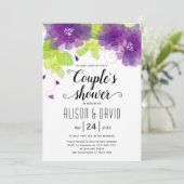 紫色のエーテル結婚の花のカップルのシャワー 招待状 (スタンド正面)