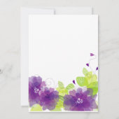 紫色のエーテル結婚の花のカップルのシャワー 招待状 (裏面)