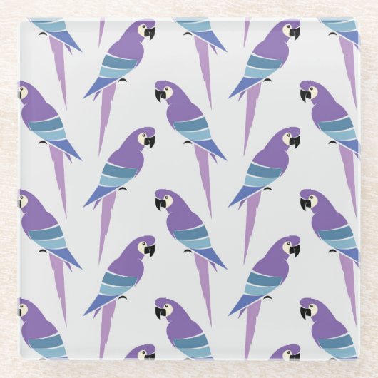 紫色のオウム ガラスコースター (正面)