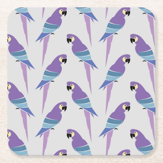 紫色のオウム スクエアペーパーコースター (正面)