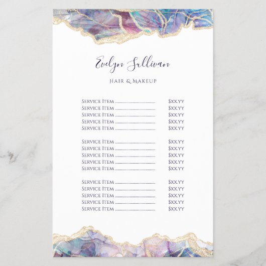 紫色のオパールデザイン価格リストのチラシ チラシ (正面)