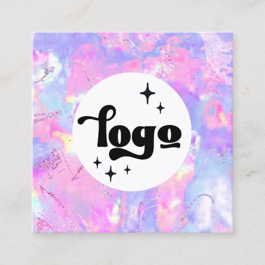 紫色のオパール・スクエア・ビジネス・カード スクエア名刺 (正面)