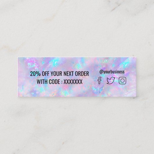 紫色のオペインスパイアルバックグラウンド スキニー名刺 (裏面)