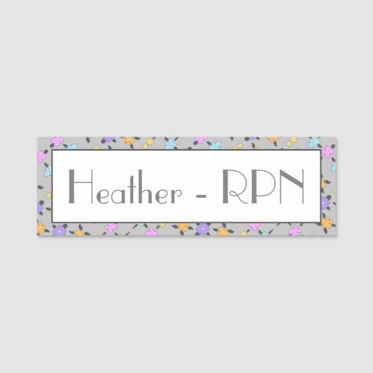 紫色のオレンジとグレーパーソナライズされた 名札 (正面)