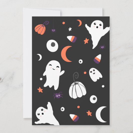 紫色のオレンジは不気味でないハロウィーンのブーブベイビーシャワー 招待状 (裏面)