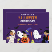 紫色のオレンジよくはしゃぐの例証ハローウィンパーティ 招待状 (正面/裏面)