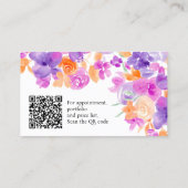 紫色のオレンジボホの花フローラメイクアップ髪 名刺 (裏面)