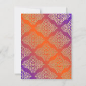 紫色のオレンジ模造のな金ゴールドのグリッター、ダマスク織RSVPカード 出欠カード (裏面)