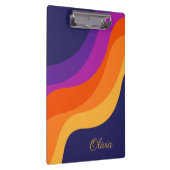 紫色のオレンジ色と黄色のレトロな対角波 クリップボード (右)