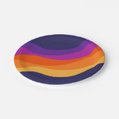 紫色のオレンジ色と黄色のレトロな対角波 ペーパープレート (アングル)