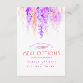 紫色のオレンジ色のつる植物花の食事オプションカード エンクロージャーカード