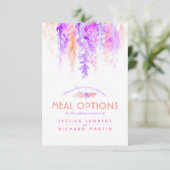 紫色のオレンジ色のつる植物花の食事オプションカード エンクロージャーカード (スタンド正面)