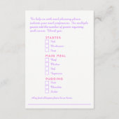 紫色のオレンジ色のつる植物花の食事オプションカード エンクロージャーカード (裏面)