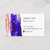 紫色のオレンジ色のカラフル絵を描ストライプ 名刺 (裏面)