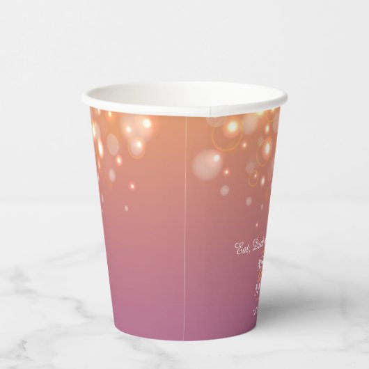 紫色のオレンジ色のシャンパン結婚の泡 紙コップ (右)