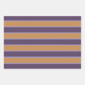 紫色のオレンジ色のストライプパターン ラッピングペーパーシート (正面2)