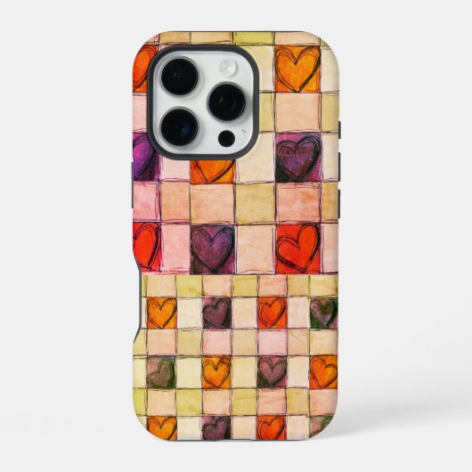 紫色のオレンジ色のハートジンガムiPhoneケース iPhoneケース (裏面)