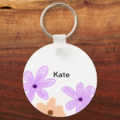 紫色のオレンジ色のフローラの水色を追加の名前文字 キーホルダー (正面)