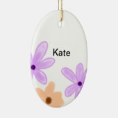 紫色のオレンジ色のフローラの水色を追加の名前文字 セラミックオーナメント (右)