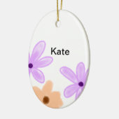 紫色のオレンジ色のフローラの水色を追加の名前文字 セラミックオーナメント (左)