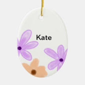 紫色のオレンジ色のフローラの水色を追加の名前文字 セラミックオーナメント (正面)