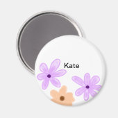 紫色のオレンジ色のフローラの水色を追加の名前文字 マグネット (正面/裏面)