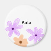 紫色のオレンジ色のフローラの水色を追加の名前文字 マグネット (正面)
