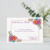 紫色のオレンジ色のフローラ水色ありがとう写真 サンキューカード (スタンド正面)