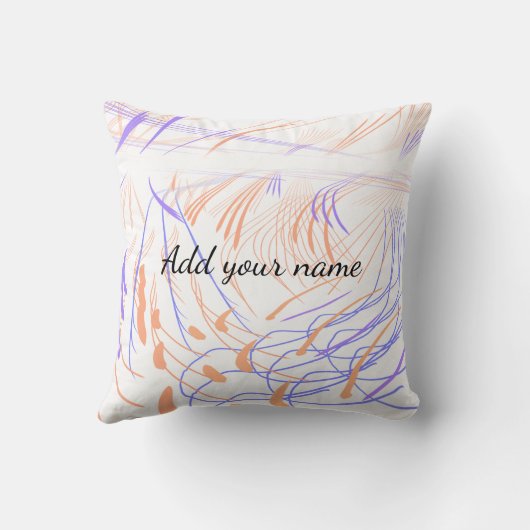 紫色のオレンジ色の水色抽象芸術追加の名前文字 クッション (裏面)