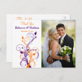 紫色のオレンジ色の白いフローラサンキューフォトポストカード ポストカード (正面/裏面)