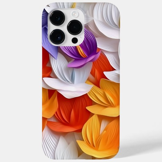 紫色のオレンジ色の白い黄色の3-Dルッククロカス Case-Mate iPhoneケース (裏面)