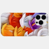 紫色のオレンジ色の白い黄色の3-Dルッククロカス Case-Mate iPhoneケース (裏面 (横))