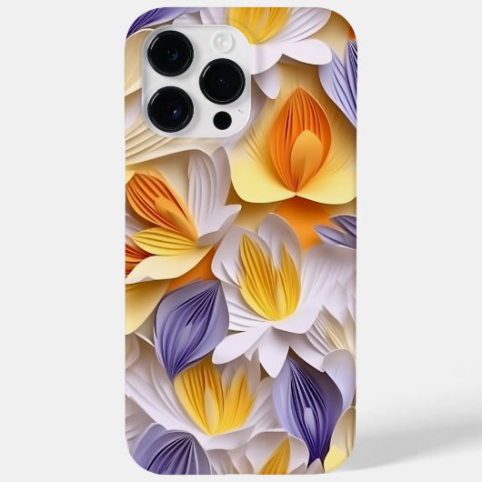 紫色のオレンジ色の白い黄色の3-Dルッククロカス Case-Mate iPhoneケース (裏面)