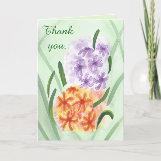 紫色のオレンジ色の花ヒアシンスサンキューカード サンキューカード (正面)