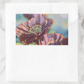 紫色のオレンジ色の赤いケシの花の水色 長方形シール (バッグ)