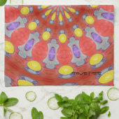 紫色のオレンジ黄色の抽象芸術パターン台所Towe キッチンタオル (折り畳み)