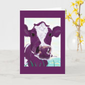 紫色のカウカード2 カード (黄色い花)