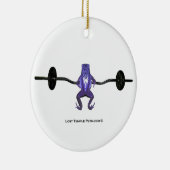 紫色のカエルの持ち上がる重量 セラミックオーナメント (右)