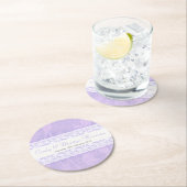 紫色のカスタムウェディング紙コースターに白いレース ラウンドペーパーコースター (インサイチュ)
