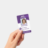 紫色のカスタム社員セキュリティID、ロゴ、バーコード バッジ (手持ち)