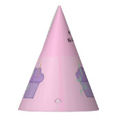 紫色のカップケーキと誕生日キャンドル パーティーハット (左)