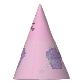紫色のカップケーキと誕生日キャンドル パーティーハット (右)
